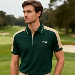 Custom Men and Boy Casual Golf T Shirts with Rib Collar Stripe Design Short Sleeves Quick Dry Polo Shirt