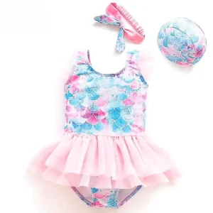 Custom Mermaid Princess Cartoon Infant Pool Surfsuit Girls Swimwear