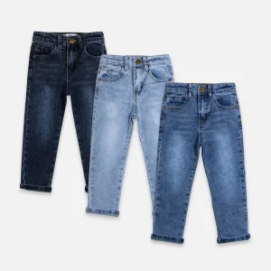 Custom Mid Waist Kids Pants Slim Fit Solid Children Trousers Straight Vintage Style Boys Jeans