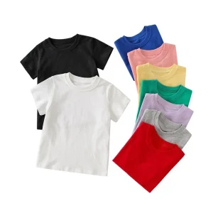 Custom Mom and Kids Short Sleeve Cotton T Shirts Boys Girls Sweat Removing Round Neck Solid Color Class Uniforms Tee