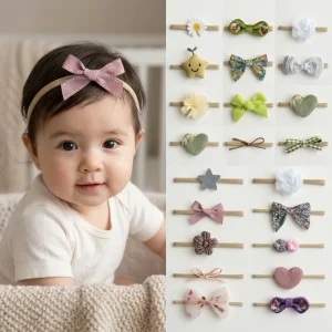 Custom NylSoft Fabric Flower Hair Bands for Kids