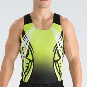 Custom OEM Boys Jumpsuit Men’s Practice Training Wear Sport Green Dance Gymnastics Leotard Clothes with Shorts