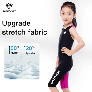 Custom OEM Children’s Training One Piece Swimsuit for Teens Girls Quick Dry Anti UV Material Patchwork Swimwear