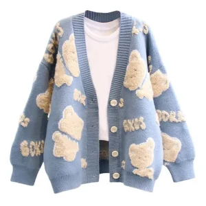 Custom OEM ODM Women Sweater Jacquard Knitwear Girls Knit Winter Long Sleeve Ladies Clothes Knitted Cardigan Sweater Women