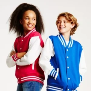 Custom Oem Factory Price Blank Kids Boys and Girls Fall Unisex Plain Varsity Baseball Letterman Bomber Coat Jacket for Kids