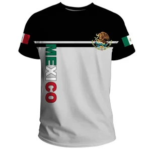 Custom Plus Size T shirts Printed Mexico Coat of Arms Tee Shirts for Boys Men’s Polyester Slim Fit T Shirt