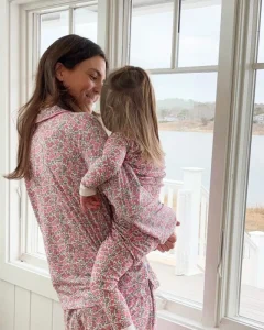 Custom Premium Floral Pattern Matching Pajamas Mom Baby Girl Cozy Long Sleeve Sleepwear Set