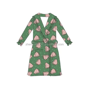 Custom Print Baby Pajamas Cute Girl Sleep Clothes Retro Christmas Tree Cakes Pattern Kids Sleepwear