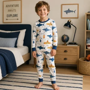 Custom Print Bamboo Spandex Girl’s Boy’s Two Pieces Pajamas Kid Toddler Children’s Sleepwear Clothing Set