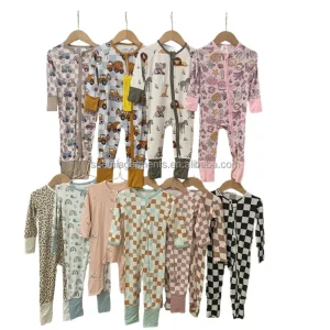 Custom Print Pattern Factory 95% Bamboo Newborn Infant Toddler Clothes Fold Over Footie Boy Girls Jumpsuit Bamboo Baby Romper