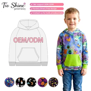 Custom Print Toddler Boys Hoodie Sweatshirt Long Sleeve Pullover Kids Boutique Clothes Children Halloween Outfits