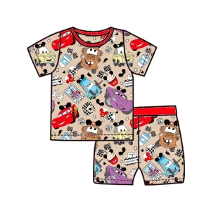 Custom Printed 2Pcs Denim Lovely Bamboo Breathable Sleepwear Set Girls Sensitively Designed Kids Pajamas Summer