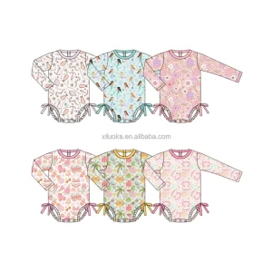 Custom Printed Baby Girls One Piece Swimwear Long Sleeve Kids Girls Zippers Swimming Suits