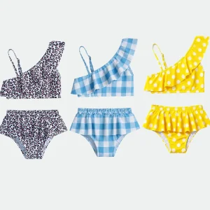 Custom Printed Girls Kids Two Piece Swimsuit Quick Dry Polyester Children Swimwear Set