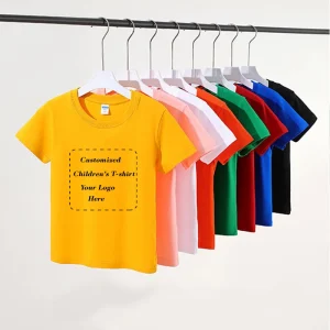 Custom Printed Logo 190GSM Blank Plain T Shirts for Kids Boys Girls 100% Cotton Quick-drying Breathable Children’s T-shirts