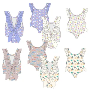 Custom Prints Children Girls Two-piece Swimwear Teen Kids Beachwear Teenager Girls Bikini Set