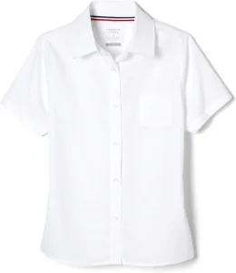 Custom Regular Fit Casual Button Down Shirt School Student White Uniforms Girl Short Sleeve Shirt White Dress Shirt