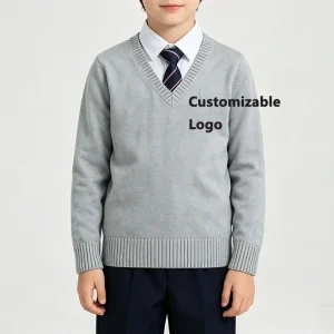 Custom School Student Jumpers Boys and Girls V-Neck Sweater Cardigan Pullover Long Sleeve Wool Jumpers
