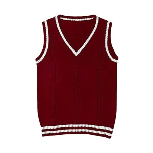 Custom School Wind Boys and Girls and Teenagers Sleeveless Vest Knitted Sweater Striped Sweater