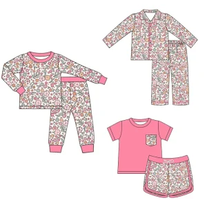 Custom Short Sleeve Sets Organic Bamboo Baby Little Baby Sets Clothes Girls Sleepwear Suit Pajamas Kids