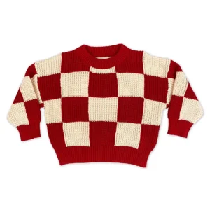 Custom Size 100% Cotton Factory Plaid Knitted Winter Infant Toddler Children Boys Girls Long Sleeve Kids Sweater