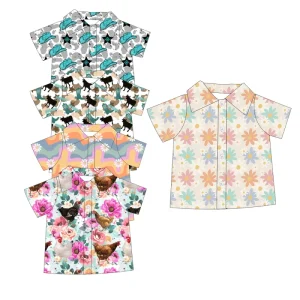 Custom Size Patterns Baby Boys Print Polo Shirt Tops Toddler Kids Summer Breathable Soft Thin Casual Short