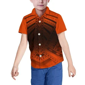 Custom Soft Children Shirts Turn Down Collar Teenagers Boys Shirts Polynesian Tonga Design Toddler Kids Clothes