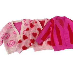 Custom Soft Warm Fluffy Adorable Knitted Coat Baby Girl Cute Pattern Cardigan Sweater