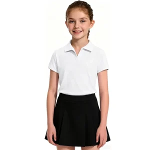 Custom Solid Color Golf Tennis School Uniform Short Sleeve T Shirts V Neck Collared Quick Dry Tops Girls Polo Shirts