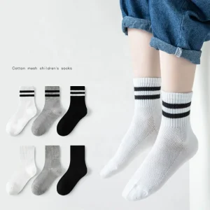 Custom Spring Cute Cartoon Ankle Baby Boy Girl Standard Sports Black White Mesh Breathable Outdoor High Elasticity Casual Socks