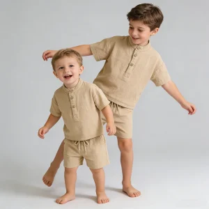 Custom Summer Unisex Toddler Boy Casual Children Wear 2 Pieces Clothes Sets Washable Cartoon Printed Boys Clothing Set