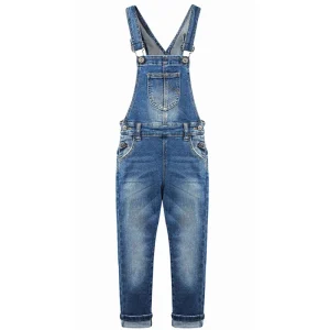 Custom Teenager Overalls Kids Jeans Soft Stretchy Denim Boys Girls Pants Suspender Trousers Girls Denim Overalls