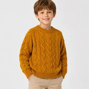Custom Toddler Baby Boys Girls Clothes Crew Neck Cable Knitted Child Sweater Kids Clothing Knitwear