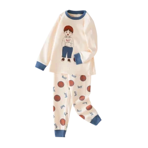 & Custom Toddler Children Boy Cartoon Winter Cotton Spandex Casual Clothing Pijamas Pajamas Sleepwear Set