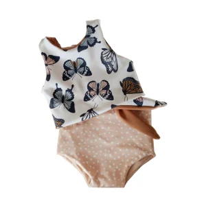 Custom Two Sided Swimsuit Set for Young Girls Kids Swimwear Butterfly Design for Children