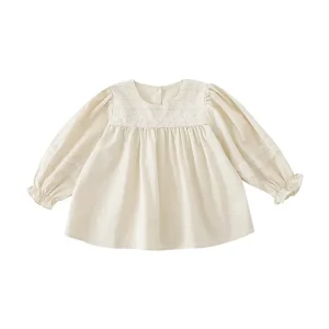 Custom Various Good Quality Spring and Autumn Close O Neck Girls Shirt Baby Girls Long Sleeve Blouse Outdoors Shirt