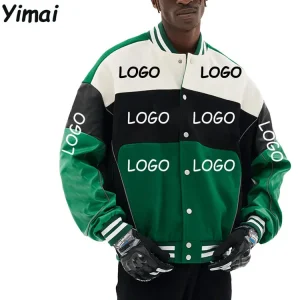 Custom Winter Fashion High Quality Boys Jacket Button Bomber Letterman Speed Racer Leather Jacket for Men