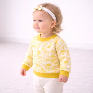 Custom Winter Flower Jacquard 100% Cotton Pullover Baby Girls Sweaters Knitted O neck Casual Kids Sweaters