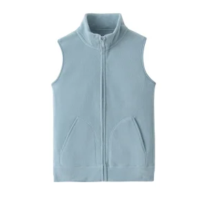 Custom Women Winter Polyester Polar Fleece Waistcoat Girls Ladies Stand Collar Custom logo Work Office Uniform Vest
