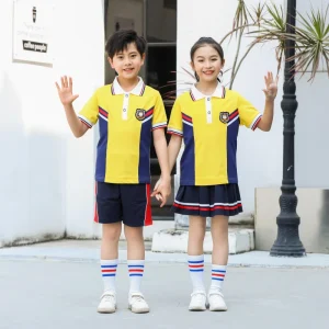 Custom Yellow Polo Shirt Design for Girls With School Logo Kids Primary Sport Uniform Manufacturers School Uniform Design