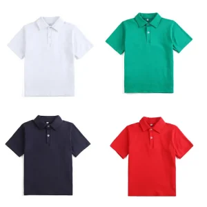 Custom logo Boy Short Sleeve Polo Shirt Solid Cotton Plain T shirt Kids Boys Girls School Uniform Polo Shirt Summer Tee