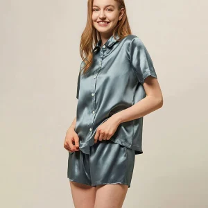 Custom logo Luxury Silk Sleepwear Girl Short Pyjamas Two Piece Sleepwear 100% Real Silk Pajamas