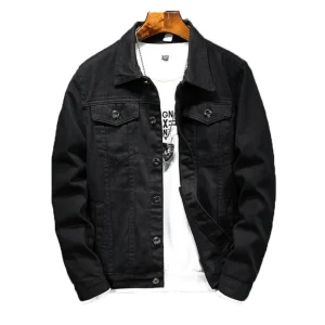 Custom logo Plus Size Plain Black Heavy Cotton Boys Trucker Denim Jacket Coat Casual Men’s Denim Jackets