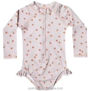 Custom toddler baby girls One Piece swimwear with ruffles summer beach bathing suits for girls