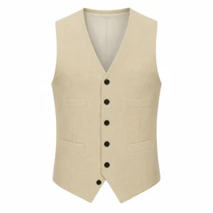 Customised Men Waistcoats V-Neck Plain Vest Men’s Business Suit Waistcoats Breathable Men Fashion Clothing Waistcoats Casual