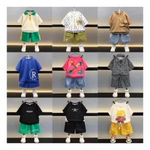 Customizable Boys Clothing Sets Pure Children’s Short sleeved T shirt And Suit Premium Quality Baby Clothing