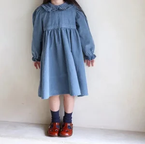Customizable Cotton Girls’ Long Sleeves Party Dress New Model Summer Boutique Children’s Clothing Girl Dress