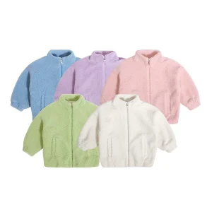Customizable Excellent Quality Winter Coat Embroidered Kids Tops Pocket Fleece Fabric Fur Multiple Colors Boys