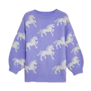 Customizable New Year Girls Pink Purple Sweatshirt Deer Jumper Sweater Knit Sweater for Girls