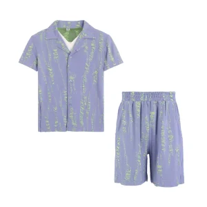 Customizable Pattern Print Shirts Casual Polyester Cotton Blend Boys Clothing Sets 2 14 Years Front Logo Position